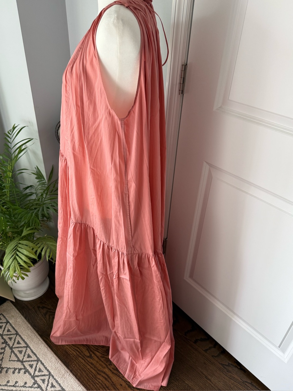 Women's Maxi Dress - Coral Pink Halter Maxi Dress - Picture 5 of 14
